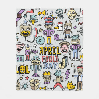 April fools day funny doodle colorful set 1. Vinta Fleecefilt
