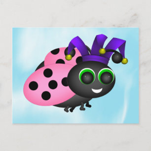 April Fools Day Ladybug Jester Vykort