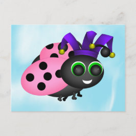 April Fools Day Ladybug Jester Vykort