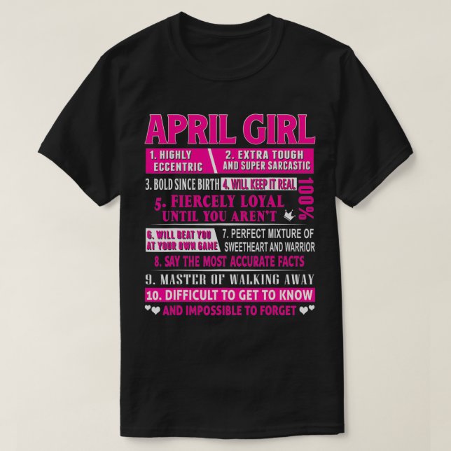 April Girl Funny April Birthday T Shirt (Design framsida)