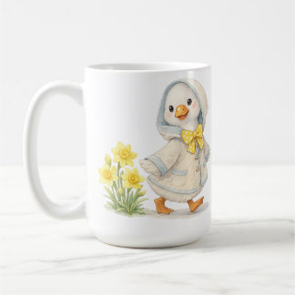 April Goose daffodils cute valentine illustration Kaffemugg