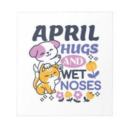 April Hugs and Blöt Noses - Cute Hund and Cat Art Anteckningsblock