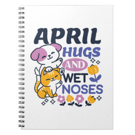 April Hugs and Blöt Noses - Cute Hund and Cat Art Anteckningsbok
