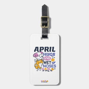 April Hugs and Blöt Noses - Cute Hund and Cat Art Bagagebricka