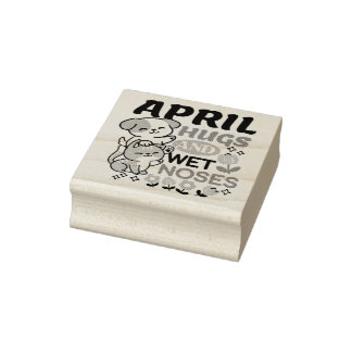 April Hugs and Blöt Noses - Cute Hund and Cat Art Stämpel
