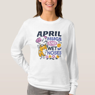 April Hugs and Blöt Noses - Cute Hund and Cat Art T Shirt
