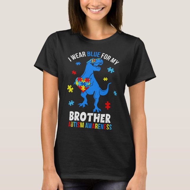 April I Bära Blue för Brother Dinosaur Autism Awar T Shirt (Framsida)