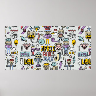 April-idioten dag, rolig dodle, färgfull uppsättni poster