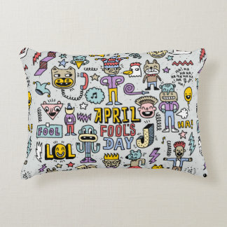 April-idioten dag, rolig dodle, färgfull uppsättni prydnadskudde