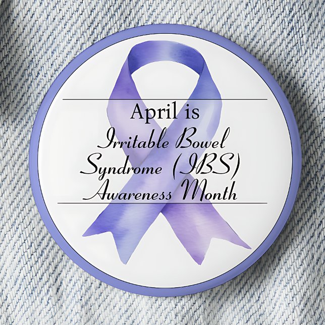 April Irritable Bowel Syndrome Awareness Månad Knapp (Periwinkle awareness ribbon.  April is Irritable Bowel Syndrome (IBS) Awareness Month.)