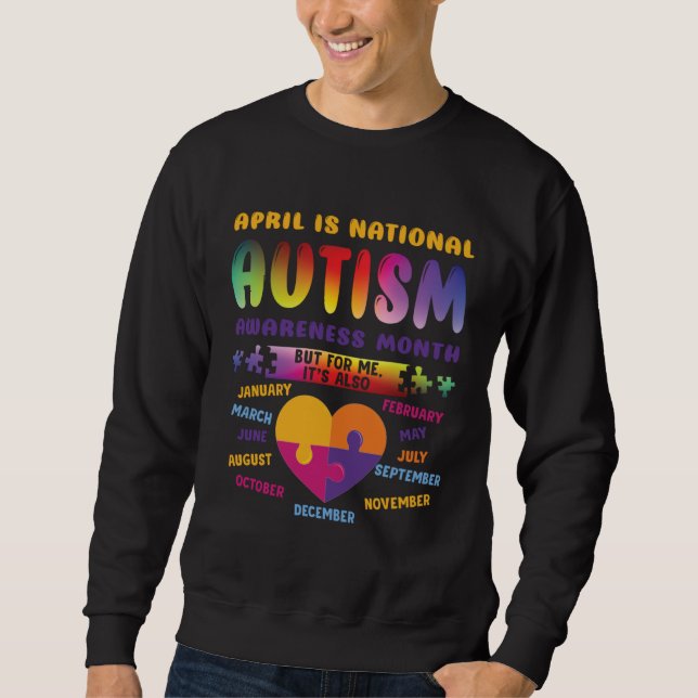 April Is National Autism Awareness Autism Mom Auti Lång Ärmad Tröja (Framsida)