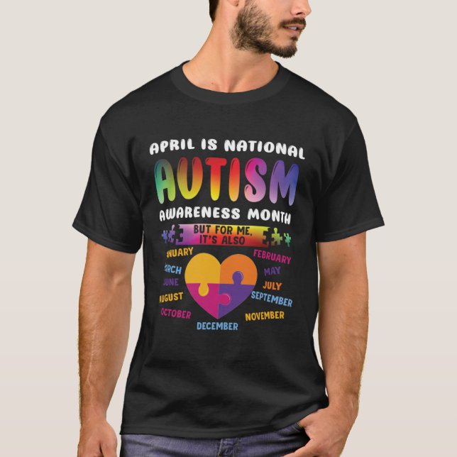 April Is National Autism Awareness Autism Mom Auti T Shirt (Framsida)