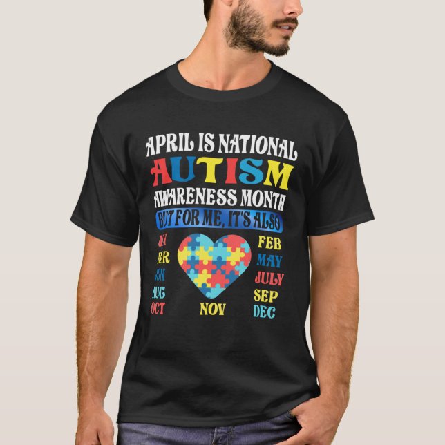 April is National Autism Awareness Month Kids Boy  T Shirt (Framsida)