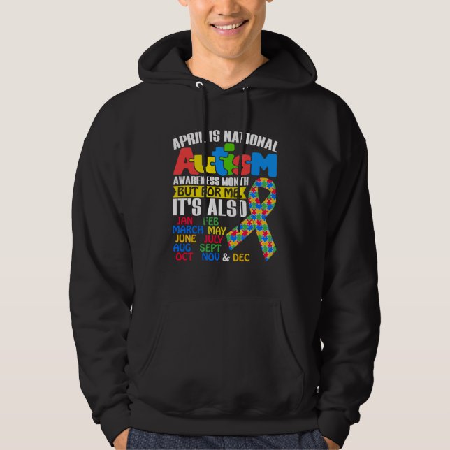 April Is National Autism Awareness Month Puzzle Pi Hoodie (Framsida)