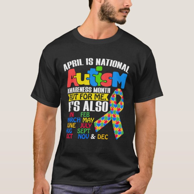 April Is National Autism Awareness Month Puzzle Pi T Shirt (Framsida)