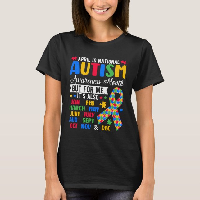 April Is National Autism Awareness Month Puzzle Pi T Shirt (Framsida)