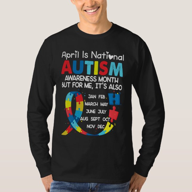 April Is National Autism Awareness Month T Shirt (Framsida)