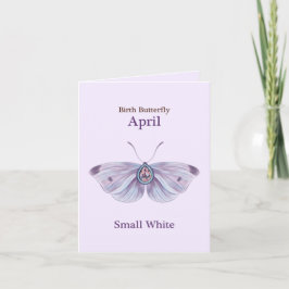 April Lila Liten Vit Diamant Fjäril Konst Kort