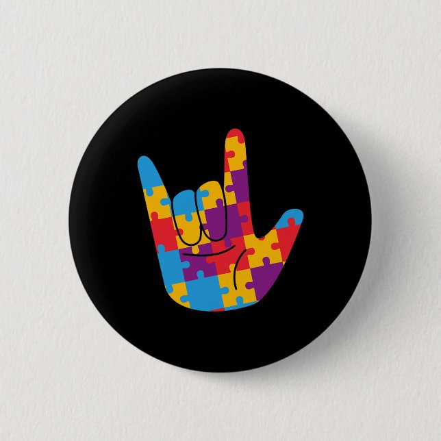 April National Autism Awareness Month ASL Kärlek S Knapp (Framsida)