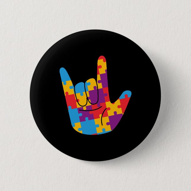 April National Autism Awareness Month Asl Love Sig Knapp (Framsida)