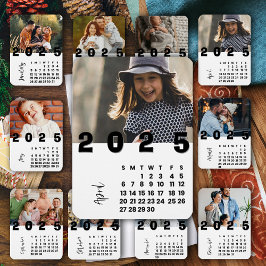 April nyår 2025 Kalenderfamiljfoto Magnet