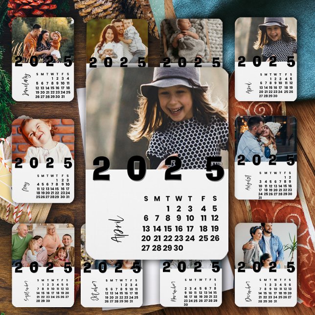 April nyår 2025 Kalenderfamiljfoto Magnet (April New Year 2025 Calendar Family Photo Magnet)