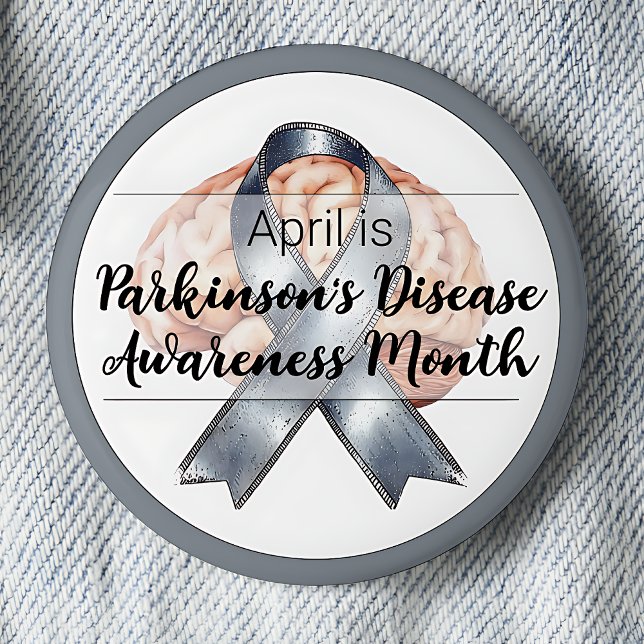 April Parkinson's Disease Brain Awareness Month Knapp (April is Parkinson's Disease Awareness Month pinback button.)