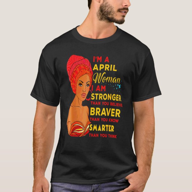 April Proud Queen Black Dam Curly Afro African Am T Shirt (Framsida)