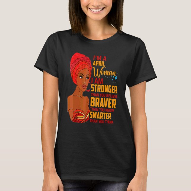 April Proud Queen Black Dam Curly Afro African Am T Shirt (Framsida)
