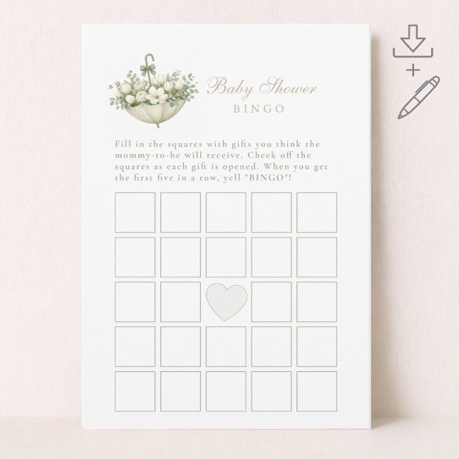 April Regn Maj Blommor Baby Shower Bingo Kort (Skapare uppladdad)