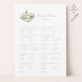 April Regn Maj Blommor Baby Shower Trivia Kort