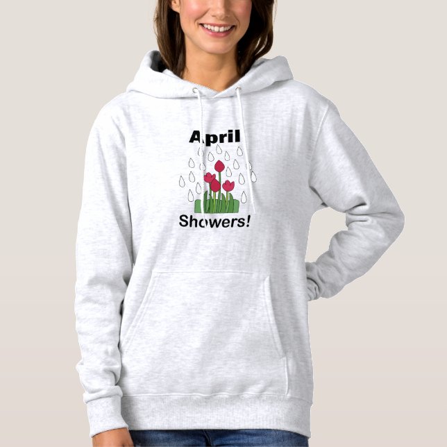 April Regn Rosa Tusenskönas Blomma Blommig T Shirt (Framsida)