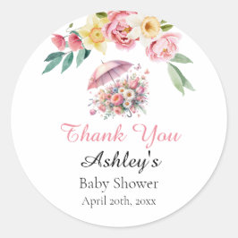 April Shoings Brings May Flowers Baby Shower Favor Runt Klistermärke