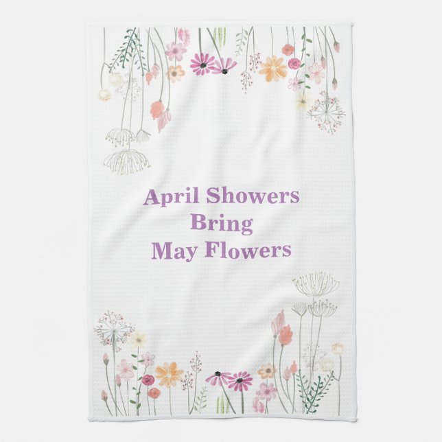 April Showen Hämta May Flowers Kitchen Towel Kökshandduk (Vertikal)