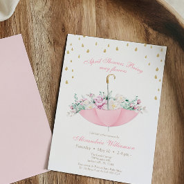 April Showen kan paraplla blommigt Baby dusch Inbjudningar