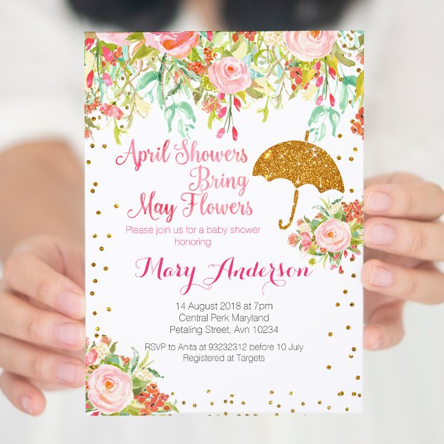 April Shower Baby Shower-inbjudan Inbjudningar (Skapare uppladdad)