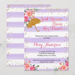 April Shower Baby Shower-inbjudan Lilac-Lila Inbjudningar