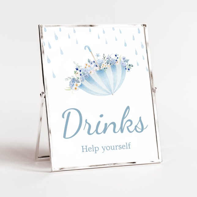 April Shower Hämta maj Blommor Baby Shower Drinks Poster (Boy April Shower Bring May Flowers Baby Shower Drinks Sign)