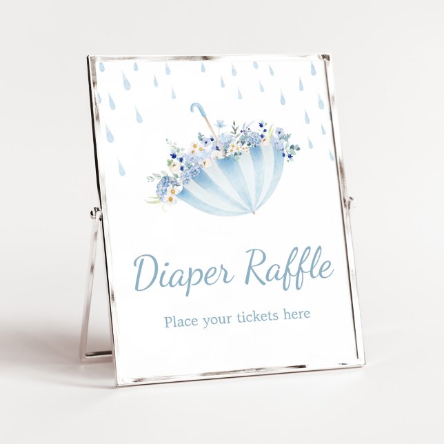 April Shower Hämta maj Blommor Raffle Poster (Boy April Shower Bring May Flowers Baby Shower Diaper Raffle Sign)