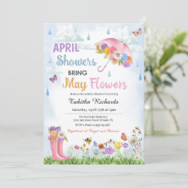 April Shower Hämta maj Flowers Vår Baby Shower Inbjudningar