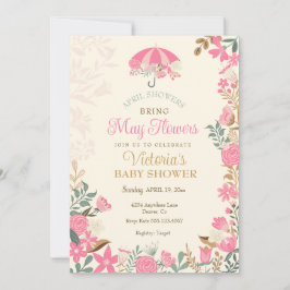 April Shower Hämta maj Flowers Vår Baby Shower Inbjudningar