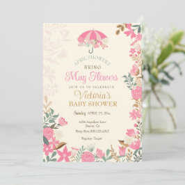April Shower Hämta maj Flowers Vår Baby Shower Inbjudningar
