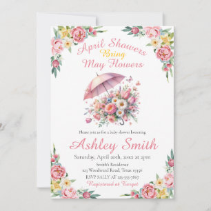 April Shower Hämta May Flowers Baby Shower Inbjudningar