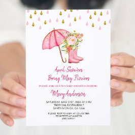 April Shower Hämta May Flowers Baby Shower Inbjudningar