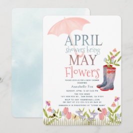 April Shower Hämta May Flowers Baby Shower Invita Inbjudningar