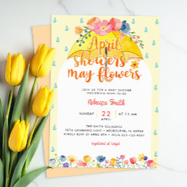 April Shower Hämta May Flowers Baby Shower Invita Inbjudningar