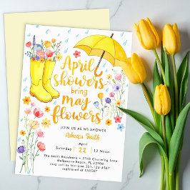 April Shower Hämta May Flowers Baby Shower Invita Inbjudningar