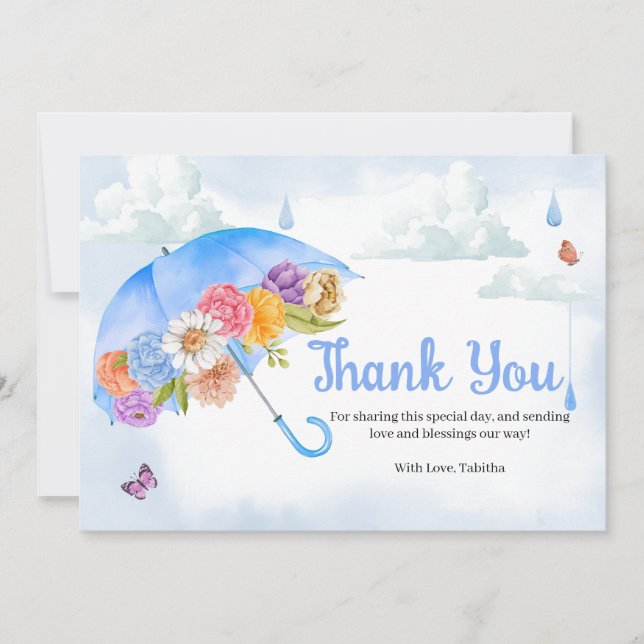 April Shower Hämta May Flowers Baby Shower Tack Kort (Framsida)