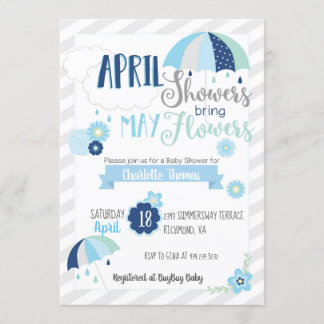 April Shower-inbjudan för babykläder Inbjudningar