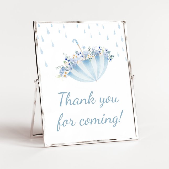 April Shower Kom May Flower Tack för att du kom Poster (Boy April Shower Bring May Flowers Baby Shower Thank you for Coming Sign)